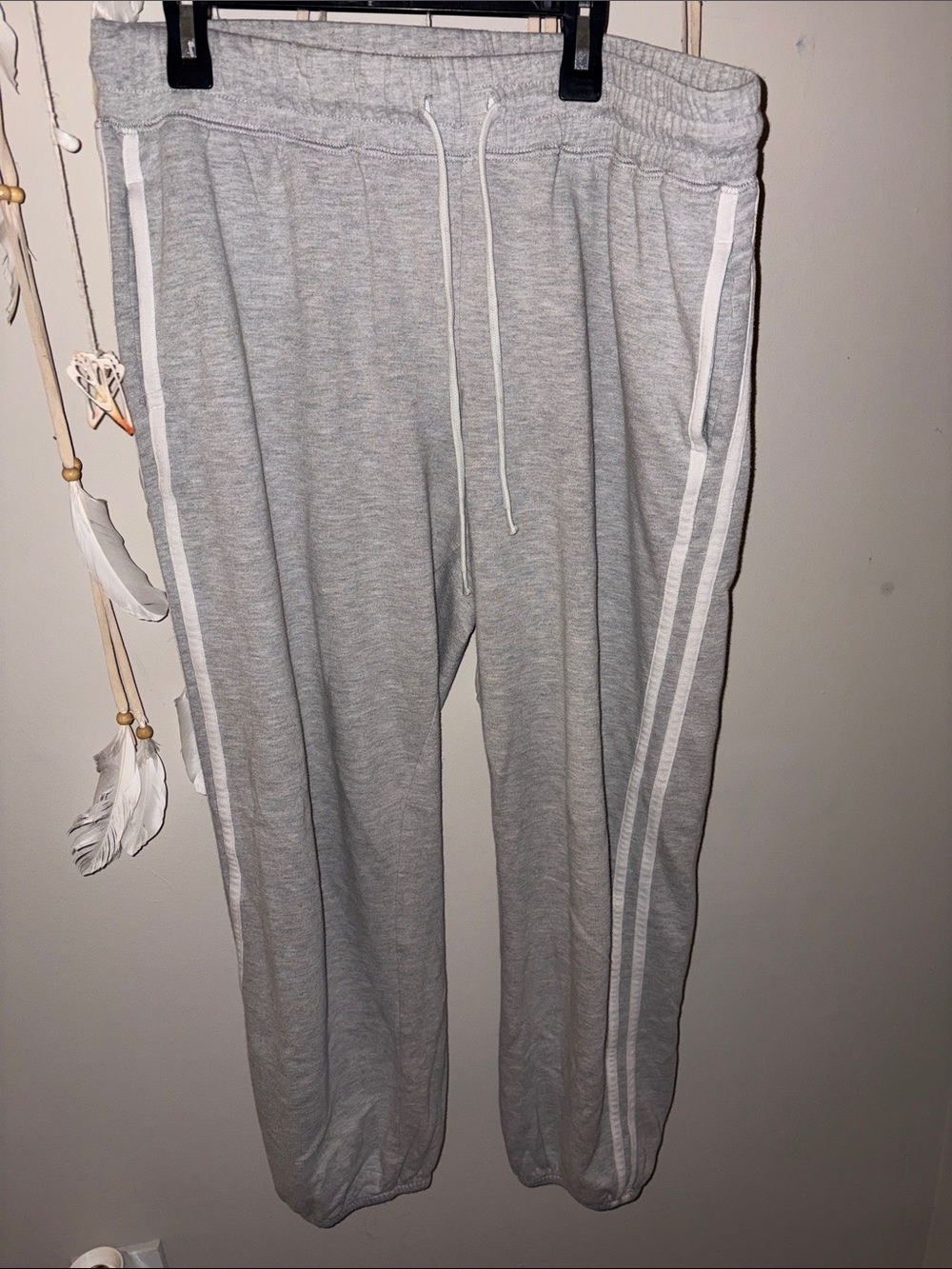 Women’s Gray Jogger Sweatpants with White Side Stripe